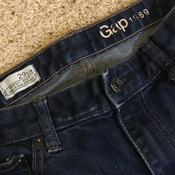 GAP 1969 Dark Navy Blue Long Leg Perfect Boot Jeans - Picture 8 of 15